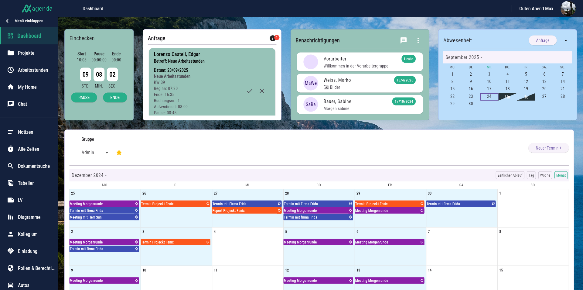 Agenda Desktop Dashboard